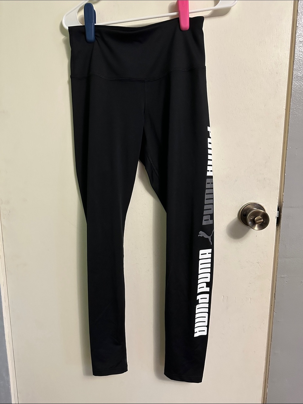 Puma Black Leggings with White Side Logo